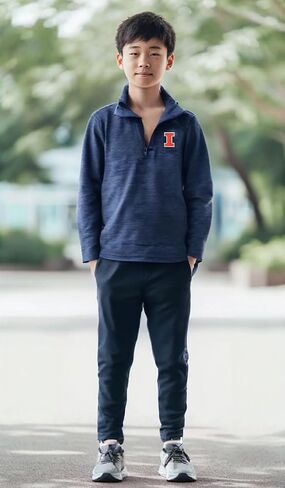 تي شيرت Wes and Willy Boys College Sports Fan بأكمام طويلة 1/4 بسحاب غزل غائم in Kuwait
