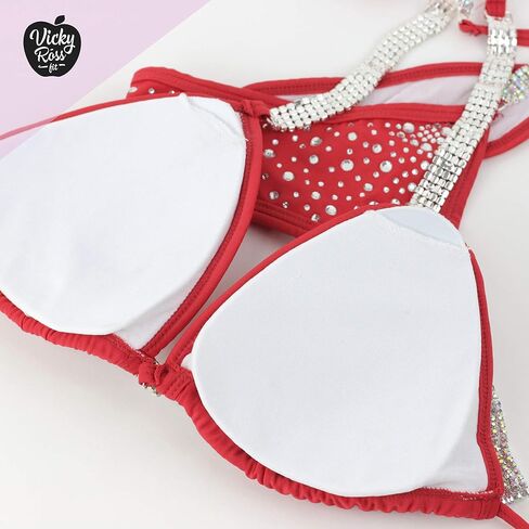 Red Bikini Bodybuilding Competition Suit for NPC IFBB in Saudi Arabia