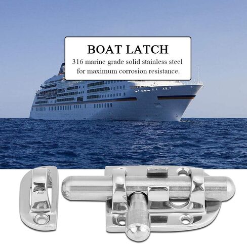 Stainless Steel Lock Latch, Boat Door Lock Boat Bar Security Sliding Lock Heavy Duty Marine Boat Door Window Lock Slide Barrel Bolt Clasp, ship latch in Saudi Arabia