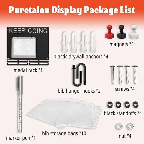 عرض ميدالية السباق مريلة حديدية شديدة التحمل وعرض ميدالية للعدائين تحمل أكثر من 50 ميدالية ومرايل سباق حامل ميدالية ماراثون تتضمن 10 أكياس تخزين مريلة و1 قلم تحديد قابل للغسل و3 مغناطيسات in Kuwait