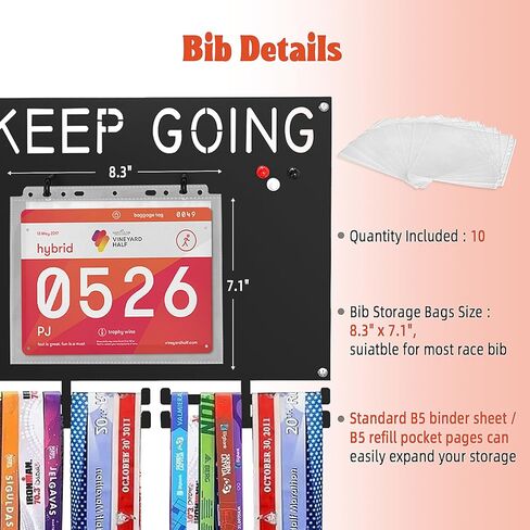 عرض ميدالية السباق مريلة حديدية شديدة التحمل وعرض ميدالية للعدائين تحمل أكثر من 50 ميدالية ومرايل سباق حامل ميدالية ماراثون تتضمن 10 أكياس تخزين مريلة و1 قلم تحديد قابل للغسل و3 مغناطيسات in Kuwait