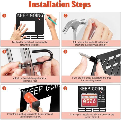 عرض ميدالية السباق مريلة حديدية شديدة التحمل وعرض ميدالية للعدائين تحمل أكثر من 50 ميدالية ومرايل سباق حامل ميدالية ماراثون تتضمن 10 أكياس تخزين مريلة و1 قلم تحديد قابل للغسل و3 مغناطيسات in Kuwait