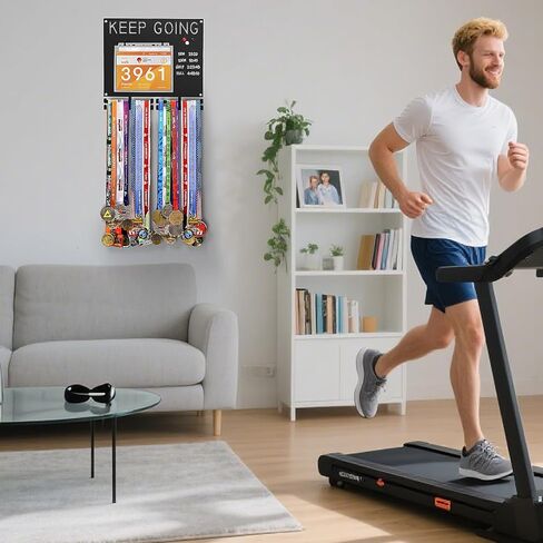 عرض ميدالية السباق مريلة حديدية شديدة التحمل وعرض ميدالية للعدائين تحمل أكثر من 50 ميدالية ومرايل سباق حامل ميدالية ماراثون تتضمن 10 أكياس تخزين مريلة و1 قلم تحديد قابل للغسل و3 مغناطيسات in Kuwait