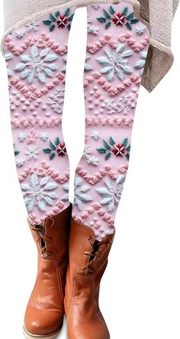 Christmas Leggings for Women Xmas High Waisted Baggy Pants Ankle Length Brushed Holiday Soft Leggings Fall Gym Pajamas in Saudi Arabia