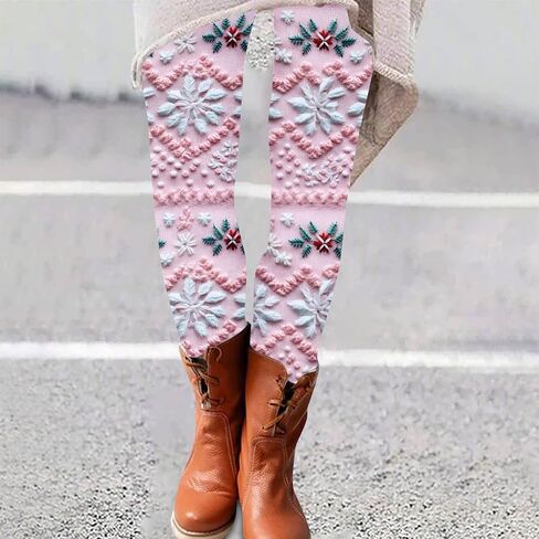Christmas Leggings for Women Xmas High Waisted Baggy Pants Ankle Length Brushed Holiday Soft Leggings Fall Gym Pajamas in Saudi Arabia