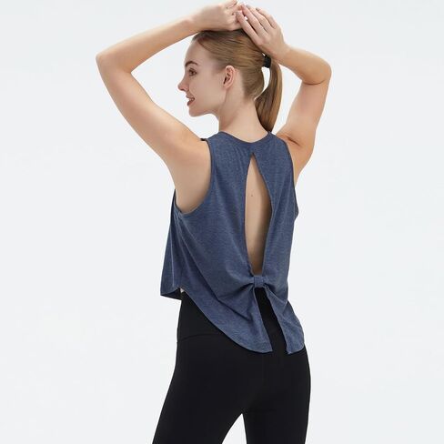 Women Workout Cropped Tops Open Back Shirts Athletic Gym Casual Sleeveless Tank Tops in Saudi Arabia