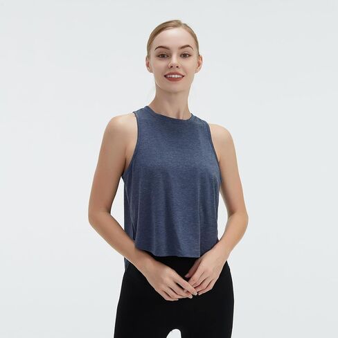 Women Workout Cropped Tops Open Back Shirts Athletic Gym Casual Sleeveless Tank Tops in Saudi Arabia