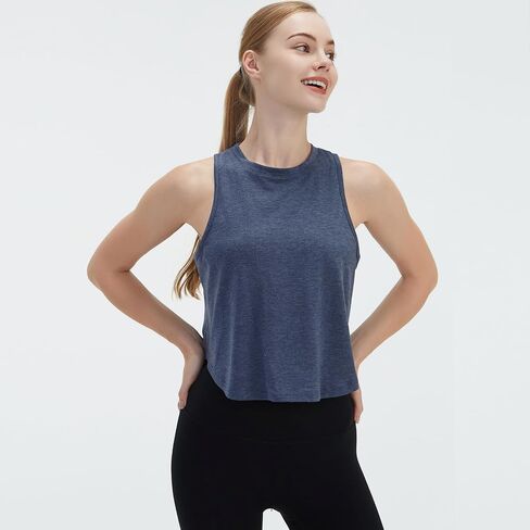 Women Workout Cropped Tops Open Back Shirts Athletic Gym Casual Sleeveless Tank Tops in Saudi Arabia