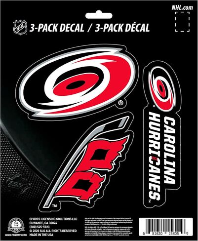 NHL Carolina Hurricanes Team Decal, 3-Pack, One Size in Saudi Arabia