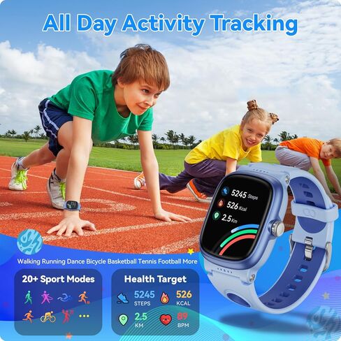 Smart Watch for Kids with Heart Rate Sleep Monitor, Games/Alarm/IP68 Waterproof Smart Watch for Boys Girls, Step Calorie Pedometer Activity Tracker, Kids Fitness Watch Birthday Gifts for Aged 4-16 in Kuwait