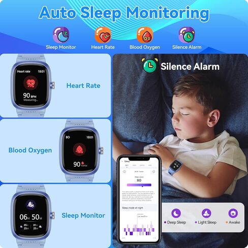 Smart Watch for Kids with Heart Rate Sleep Monitor, Games/Alarm/IP68 Waterproof Smart Watch for Boys Girls, Step Calorie Pedometer Activity Tracker, Kids Fitness Watch Birthday Gifts for Aged 4-16 in Kuwait