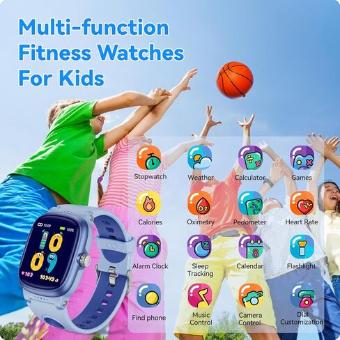 Smart Watch for Kids with Heart Rate Sleep Monitor, Games/Alarm/IP68 Waterproof Smart Watch for Boys Girls, Step Calorie Pedometer Activity Tracker, Kids Fitness Watch Birthday Gifts for Aged 4-16 in Kuwait