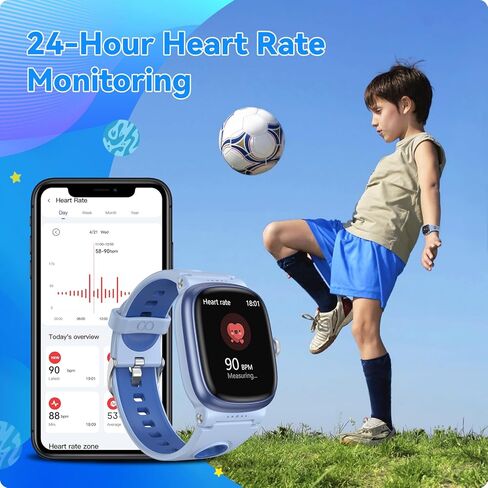 Smart Watch for Kids with Heart Rate Sleep Monitor, Games/Alarm/IP68 Waterproof Smart Watch for Boys Girls, Step Calorie Pedometer Activity Tracker, Kids Fitness Watch Birthday Gifts for Aged 4-16 in Kuwait