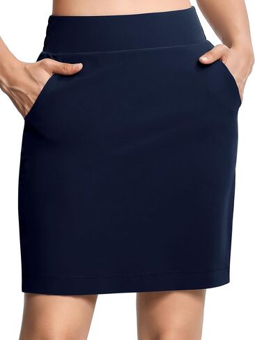 Women's Golf Skorts Modest Knee Length Athletic Tennis Skirts Built-in Shorts with 4 Pockets in Saudi Arabia