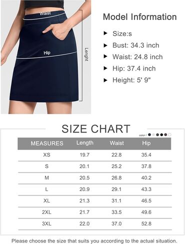 Women's Golf Skorts Modest Knee Length Athletic Tennis Skirts Built-in Shorts with 4 Pockets in Saudi Arabia