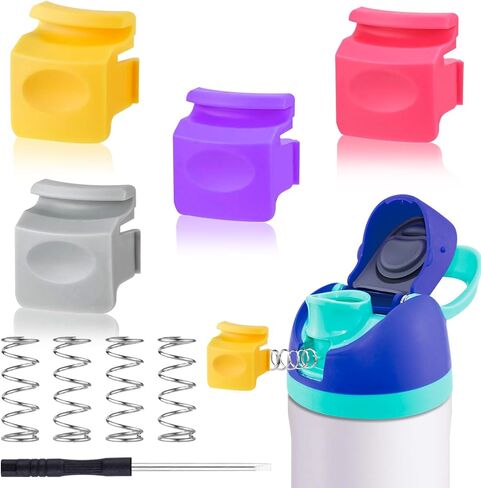 4 قطع زر بديل متوافق مع Owala FreeSip 24oz 32oz، غطاء زجاجة مياه بالفم زر ضغط مفتاح غطاء علوي لسدادة قطع غيار لملحقات زجاجات Owala 19/24/32/40oz (رمادي) in Kuwait
