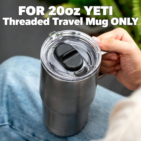 2 Pack 20 oz Stronghold Lid Compatible with Yeti Rambler Travel Mug, Spill Proof Screw Top Lid for YETI Threaded Travel Mug ONLY in Kuwait