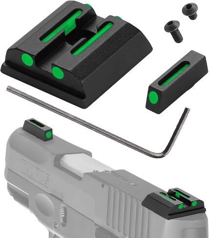 No-Tritium Fiber Optic Red/Green Sights for Pistol Taurus G2C, PT111, G3 w/o, TX22, G2, 709, G2S, PT140, 740, Taurus G2C Accessories Sights Set (Green) in Saudi Arabia