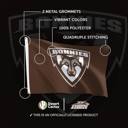 Desert Cactus St. Bonaventure University SBU Flag - 3 x 5 Feet Bonnies Banner, Indoor/Outdoor Durable Fabric, 100% Polyester Design (Style 2) in Saudi Arabia