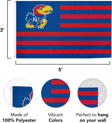 Desert Cactus The University of Kansas TUK Flag - 3 x 5 Feet Jayhawks Banner, Indoor/Outdoor Durable Fabric, 100% Polyester Design (Style Nation) in Saudi Arabia