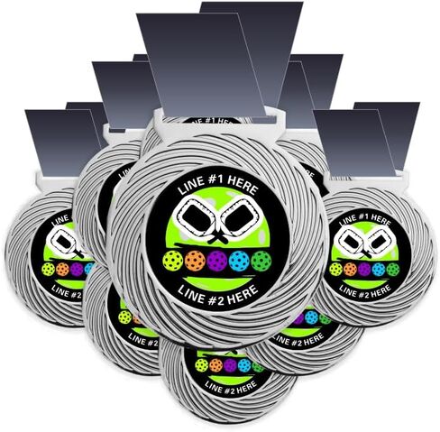 10 Pack Pickleball Award Medal, Your Custom Text Using Our Pickleball Award Medallion Insert Design. Large 3-1/8"W x 3-1/2"H Quality Medal Printed Packaged in The USA. in Saudi Arabia