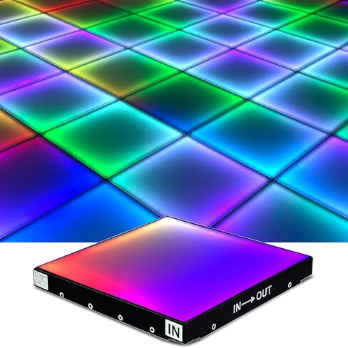 3D Dance Floor Stage Lights 25PCS, 8 * 8ft Tempered Glass with Flight Case Infinity Mirror Panel 3D Effect LED Dance Floor for Wedding Party (3D -Wired) in Saudi Arabia