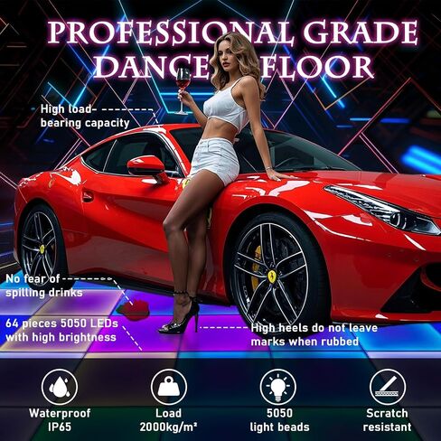 3D Dance Floor Stage Lights 25PCS, 8 * 8ft Tempered Glass with Flight Case Infinity Mirror Panel 3D Effect LED Dance Floor for Wedding Party (3D -Wired) in Saudi Arabia