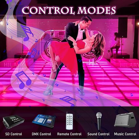3D Dance Floor Stage Lights 25PCS, 8 * 8ft Tempered Glass with Flight Case Infinity Mirror Panel 3D Effect LED Dance Floor for Wedding Party (3D -Wired) in Saudi Arabia