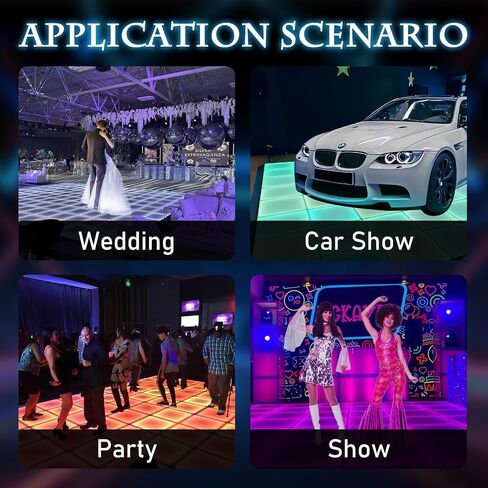 3D Dance Floor Stage Lights 25PCS, 8 * 8ft Tempered Glass with Flight Case Infinity Mirror Panel 3D Effect LED Dance Floor for Wedding Party (3D -Wired) in Saudi Arabia