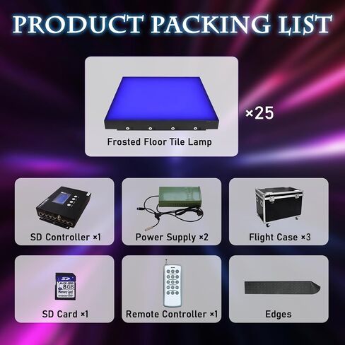 3D Dance Floor Stage Lights 25PCS, 8 * 8ft Tempered Glass with Flight Case Infinity Mirror Panel 3D Effect LED Dance Floor for Wedding Party (3D -Wired) in Saudi Arabia