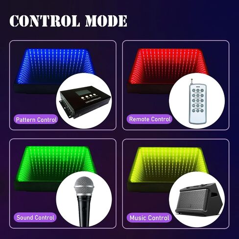 3D Dance Floor Stage Lights 25PCS, 8 * 8ft Tempered Glass with Flight Case Infinity Mirror Panel 3D Effect LED Dance Floor for Wedding Party (3D -Wired) in Saudi Arabia