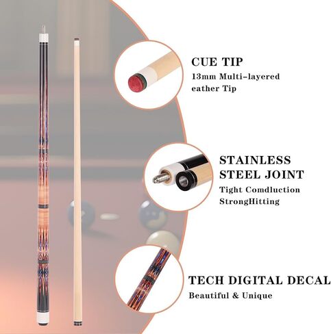58 inch Canadian Maple Billiard Pool Cue Stick, 13mm 1/2 Maple Billiard Pool Stick, House Bar Pool Table Sticks for Men(Numerous Styles to Choose from) in Saudi Arabia