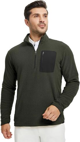 M MAELREG Quarter Zip Pullover Men Midweight Dry Fit Winter Warm Stretchy Golf 1/4 Zip Pullover Mens Sweatshirt with Pocket in Saudi Arabia