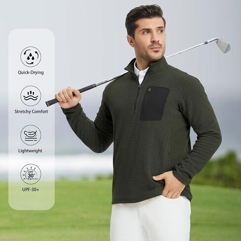 M MAELREG Quarter Zip Pullover Men Midweight Dry Fit Winter Warm Stretchy Golf 1/4 Zip Pullover Mens Sweatshirt with Pocket in Saudi Arabia