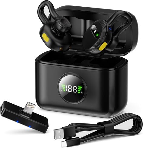 ميكروفون Tisino Mini Wireless Lavalier لهاتف iPhone مع قابس الإضاءة، ميكروفون صغير لتقليل الضوضاء مع حافظة شحن، محمول لليوتيوب، TikTok، Vlog، Podcast، Interview، أبيض in Saudi Arabia