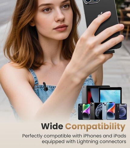 ميكروفون Tisino Mini Wireless Lavalier لهاتف iPhone مع قابس الإضاءة، ميكروفون صغير لتقليل الضوضاء مع حافظة شحن، محمول لليوتيوب، TikTok، Vlog، Podcast، Interview، أبيض in Saudi Arabia