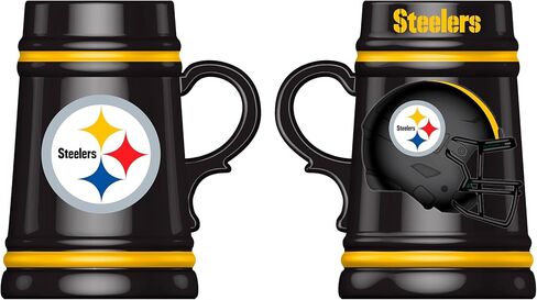 Team Sports America NFL Pittsburgh Steelers Ceramic Stein Cup with Handle, 24 oz. Beer Stein Mug, Drinking Cups For Bar, Alcohol, Beverages, Coffee, Teas, Gift for Football Fans in Saudi Arabia