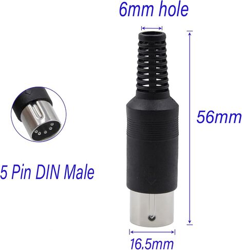 5 Pin DIN Connector 2PCS 5 Pin DIN Male Plug + 2PCS 5 Pin din Jack Socket Solder Connector for Audio Video AV MIDI Cable Adapter Keyboard in Kuwait