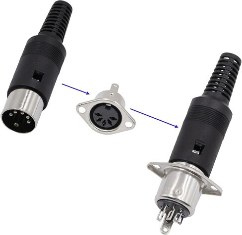 5 Pin DIN Connector 2PCS 5 Pin DIN Male Plug + 2PCS 5 Pin din Jack Socket Solder Connector for Audio Video AV MIDI Cable Adapter Keyboard in Kuwait