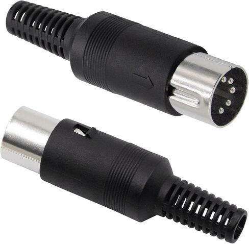 5 Pin DIN Connector 2PCS 5 Pin DIN Male Plug + 2PCS 5 Pin din Jack Socket Solder Connector for Audio Video AV MIDI Cable Adapter Keyboard in Kuwait