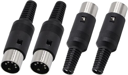 5 Pin DIN Connector 2PCS 5 Pin DIN Male Plug + 2PCS 5 Pin din Jack Socket Solder Connector for Audio Video AV MIDI Cable Adapter Keyboard in Kuwait