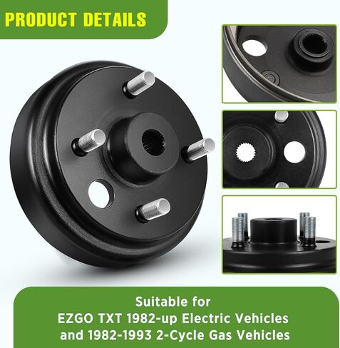 Golf Cart Brake Drum/Hub Assembly, Fit for EZGO TXT 1982-Up Electric and 1982-1993 2-Cycle Gas, 24 Teeth Splines Brake Hub Drum Assembly, Replaces OEM# 19186G1P 19186-G1P 19186-G1 1 Pack. in Saudi Arabia