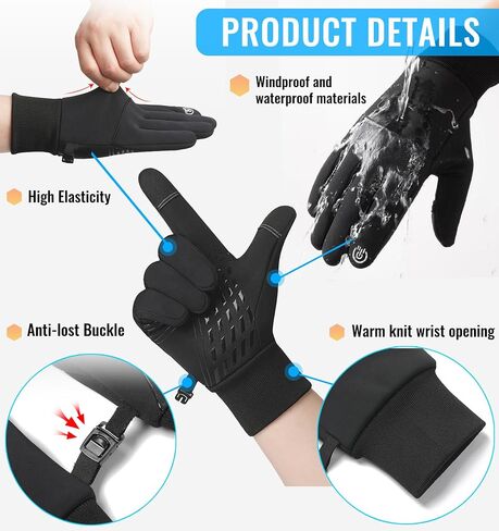 Winter Gloves for Men Women, Lightweight Warm Running Gloves Touchscreen Thermal Glove Knit in Kuwait