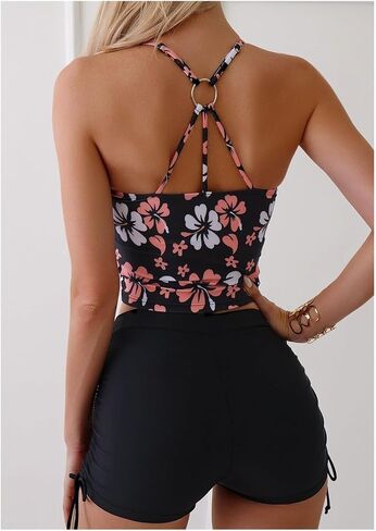 Printed Swimsuit Set Swimwear Adjustable Straps Women Shorts Bikini Drawstring Women Beach Suit in Saudi Arabia