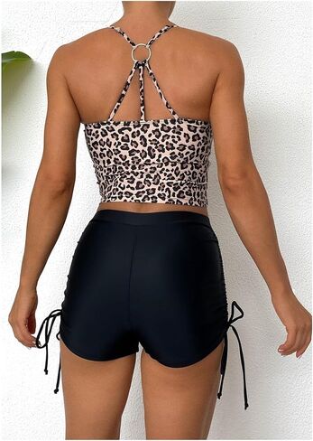 Printed Swimsuit Set Swimwear Adjustable Straps Women Shorts Bikini Drawstring Women Beach Suit in Saudi Arabia