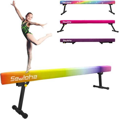 8ft Ultrasimple Adjustable&Foldable Balance Beam,High-Low Floor Beam Suede Gymnastics Equipment,No Tool Require, Gymnastics Beam for Training&Professional HomeTraining in Kuwait