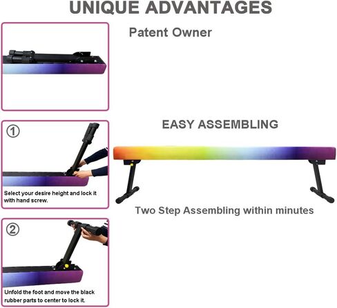 8ft Ultrasimple Adjustable&Foldable Balance Beam,High-Low Floor Beam Suede Gymnastics Equipment,No Tool Require, Gymnastics Beam for Training&Professional HomeTraining in Kuwait