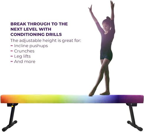 8ft Ultrasimple Adjustable&Foldable Balance Beam,High-Low Floor Beam Suede Gymnastics Equipment,No Tool Require, Gymnastics Beam for Training&Professional HomeTraining in Kuwait