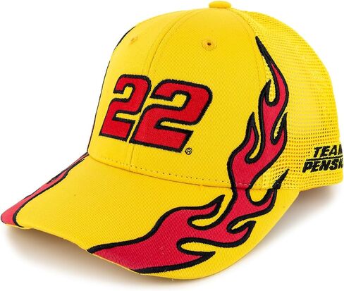 Checkered Flag Sports Joey Logano 2025 Flame #22 Snapback Mesh Hat Yellow in Saudi Arabia