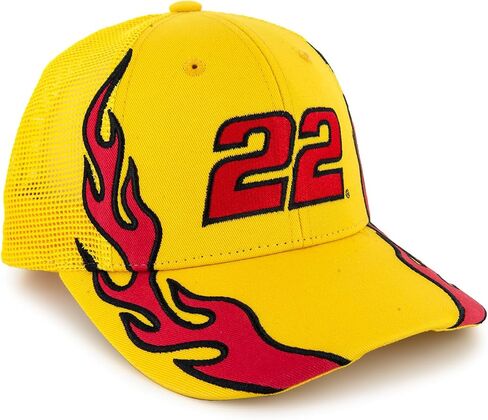 Checkered Flag Sports Joey Logano 2025 Flame #22 Snapback Mesh Hat Yellow in Saudi Arabia